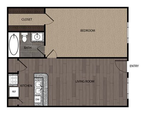 1 bedroom 1 bath A at Willow Creek Apartments, Houston, TX